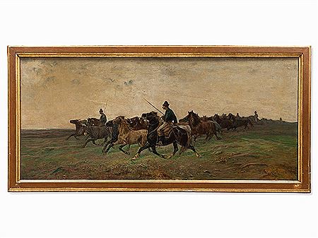 Giuseppe Raggio : Horse Drovers in the Steppe, 1881