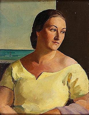 Nino Bertoletti : Portrait of his wife-the artist marcelli Pasquarosa 1929