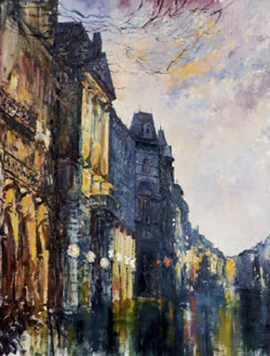 Tetyana Tsaryk : College Green Street at Night Time