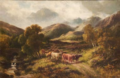 William Langley : Cattle in Highland Landscapes (a pair)