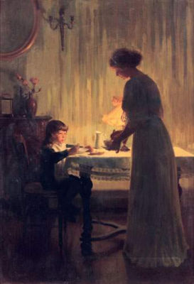 Marcel Rieder : Mère et enfant dans un intérieur