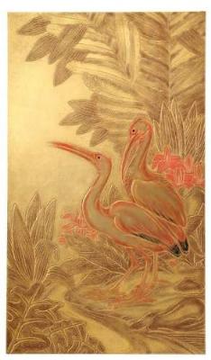 Gaston Suisse : Two herons in a marsh (decorative panel)