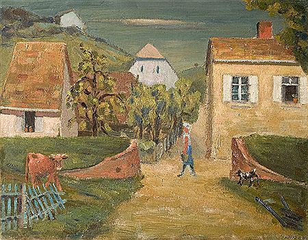 Emil Bizer : 'Häuser in Kleinkembs (houses in Kleinkembs)'