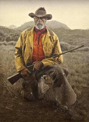 James Bama : Old Time Hunting Guide, Jim Mountain, Wapiti, Wyoming