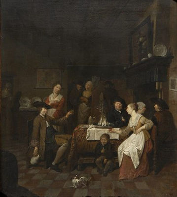 Jan Baptist Lambrechts : Scène d'intérieur de cuisine