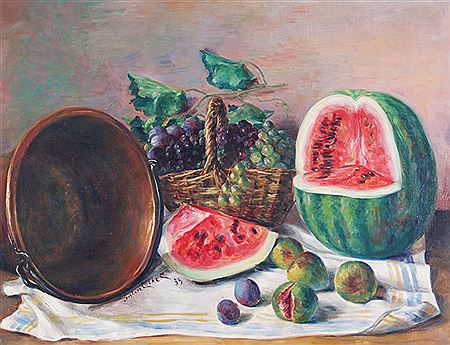 Gustave Cochet : 'SANDIA Y CANASTA CON UVAS'