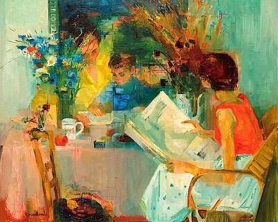 Paul Collomb : LA LECTURE, circa 1960