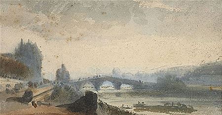 Hubert Clerget : Vue de la Seine au Pont Royal