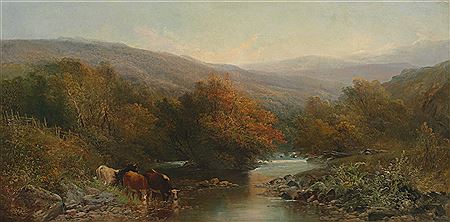 William Widgery : Cows in the shallows of a highland stream