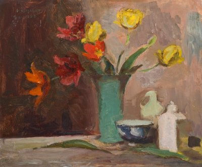 Helmuth Westhoff : Stillleben mit Tulpenstrauß