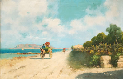 Erminio Kremp : Küstenstraße bei Palermo