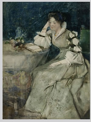 William Fulton Brown : 'Woman in Green Dress, Reading'