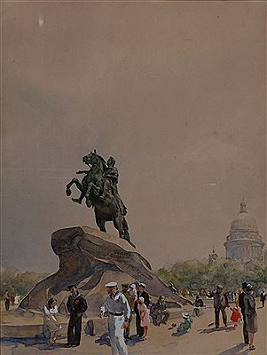 Joseph Grinstein : The bronze horseman St Petersburg, circa 1955