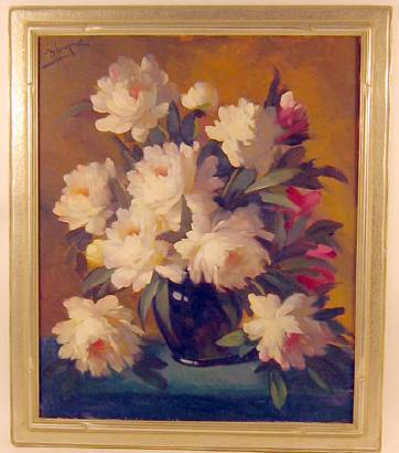 Maurice Compris : Floral Still Life of Peonies