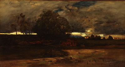 Laszlo Paal : Sunset (Landscape with storm cloudy sky)