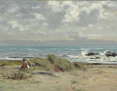 John Henderson : A beach scene with children playing