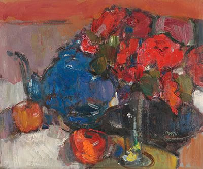 Gordon Bryce : 'Red Roses, Blue Teapot'