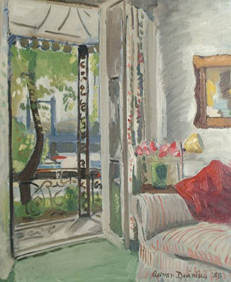 Adrian Daintrey : Interior Scene with Open Doors