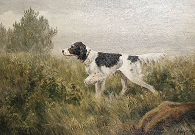 Carl Hoyrup : English setter in a landscape