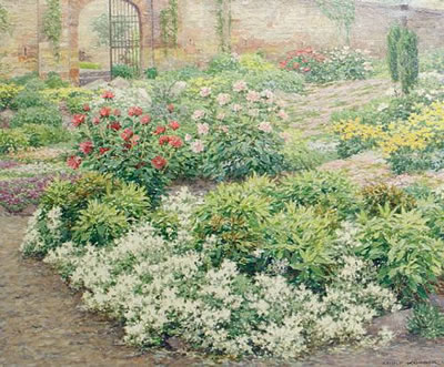 Adolf Korber : A walled flower garden