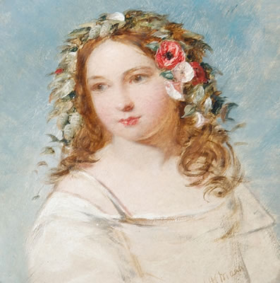 Joshua Hargrave Sams Mann : Girl with flowers in her hair