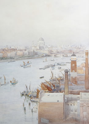 Max Ludby : Thames looking towards St. Paul's and Blackfriars Bridge