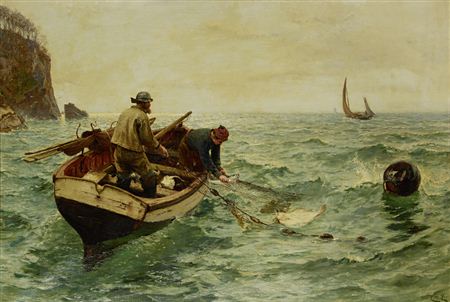 Charles Napier Hemy : 'Hauling the Trammel Net'