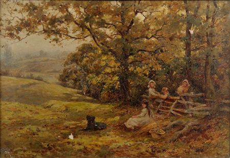 Harold Joseph Swanwick : Children at rest on the edge of a wood