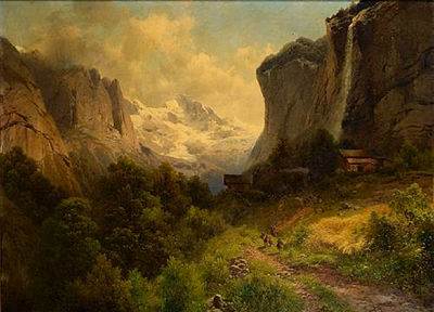 Adalbert Waagen : Travellers in a mountainous landscape