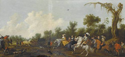 Anthonie Palamedesz called Stevers : Frederick and Elizabeth of Bohemia participating in a hunt