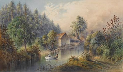 William Henry Raworth : On the Avon near Christchurch, Canterbury