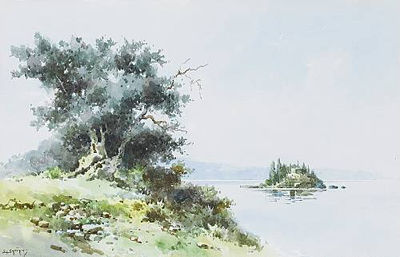 Stefanos Sgouros : View of the island of Pontikonissi, Corfu