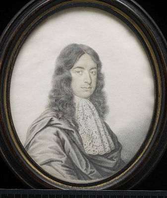 David Loggan : William Harrison (1645-1723), wearing cloak and lace jabot, his hair worn long and curled