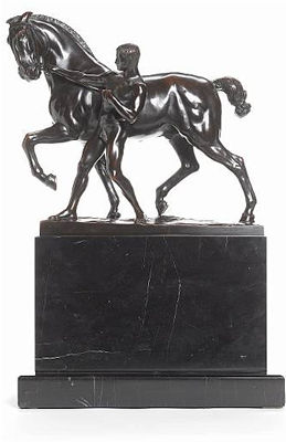 Rudolph Kaesbach : A bronze figure of a man and horse