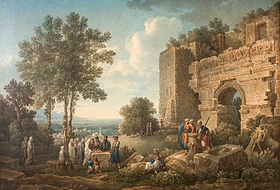 Louis-François Cassas : Greek family in front of the Gate of Persecution, Ephesus