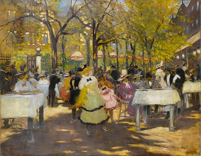 Antal Berkes : Sunday afternoon on a terrace