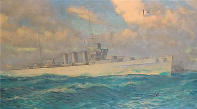 William John Patton McDowell : The cruiser H.M.S. Cumberland at sea in a heavy swell