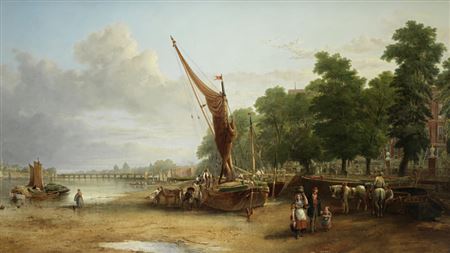 Thomas Miles Richardson Sr : The Thames at Chelsea Reach