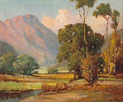 George Thompson Pritchard : Trees Growing by a Valley