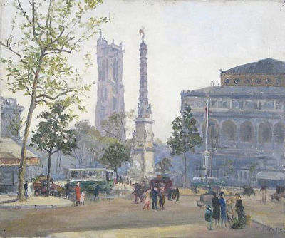 Charlotte Therese Darche : A View of Place du Châtelet, Paris