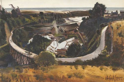 Milford Zornes : Saw Mill by the Sea, 1939