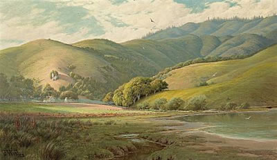 Jack Wisby : Farm at the base of the hills, Marin; Fence and rolling hills, Marin (a pair)