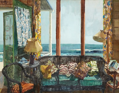 Roger Edward Kuntz : Beach windows (Interior of the Artist's Home, Kortlander Cottage, Crystal Cove), 1958