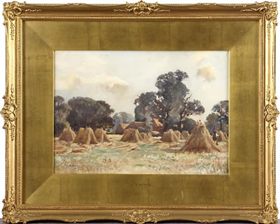 John Gutteridge Sykes : Farmstead with geese; corn stooks (2)