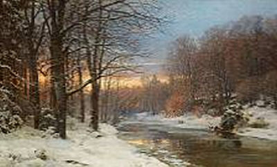 Anders Andersen-Lundby : A winter's morning at Ørholm. 1898. 'Vintermorgen. Motiv ved Ørholm'.