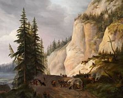 Christian David Gebauer : Mountainous landscape, Böhmen. En bøhmisk Bjærgegn paa Vejen fra Pilsen til Regensburg.'