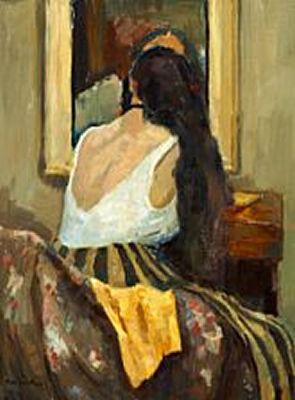 Carl Fischer : Young girl in front of a mirror