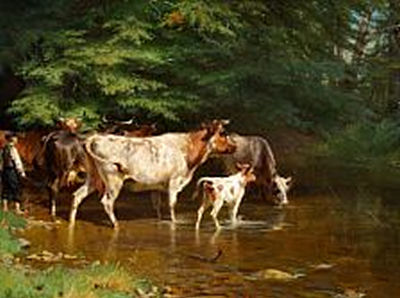 Adolf Henrik Mackeprang : The cows are being watered