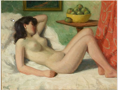 Helge Helme : Reclining female nude