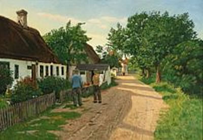 Valdemar Mau : Village scene from Mårup on Samsø Island, Denmark